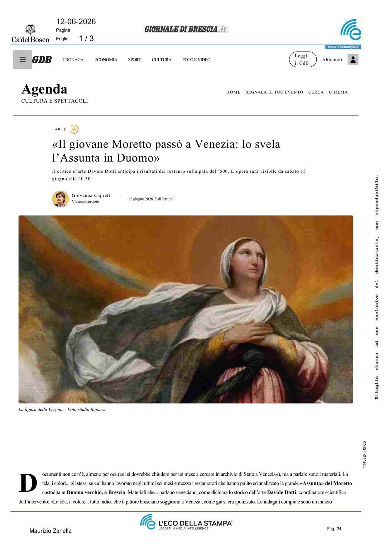 Il giovane Moretto passò a Venezia: lo svela [..]